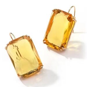 Yellow Gemstone Glass Drop Earrings – Elegant and Bright